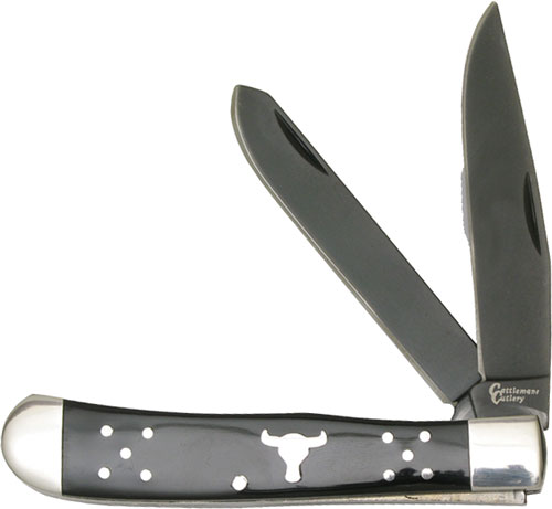 ABKT CATTLEMANS CUTLERY BLACK – ANGUS TRAPPER 2-BLADE FOLDER