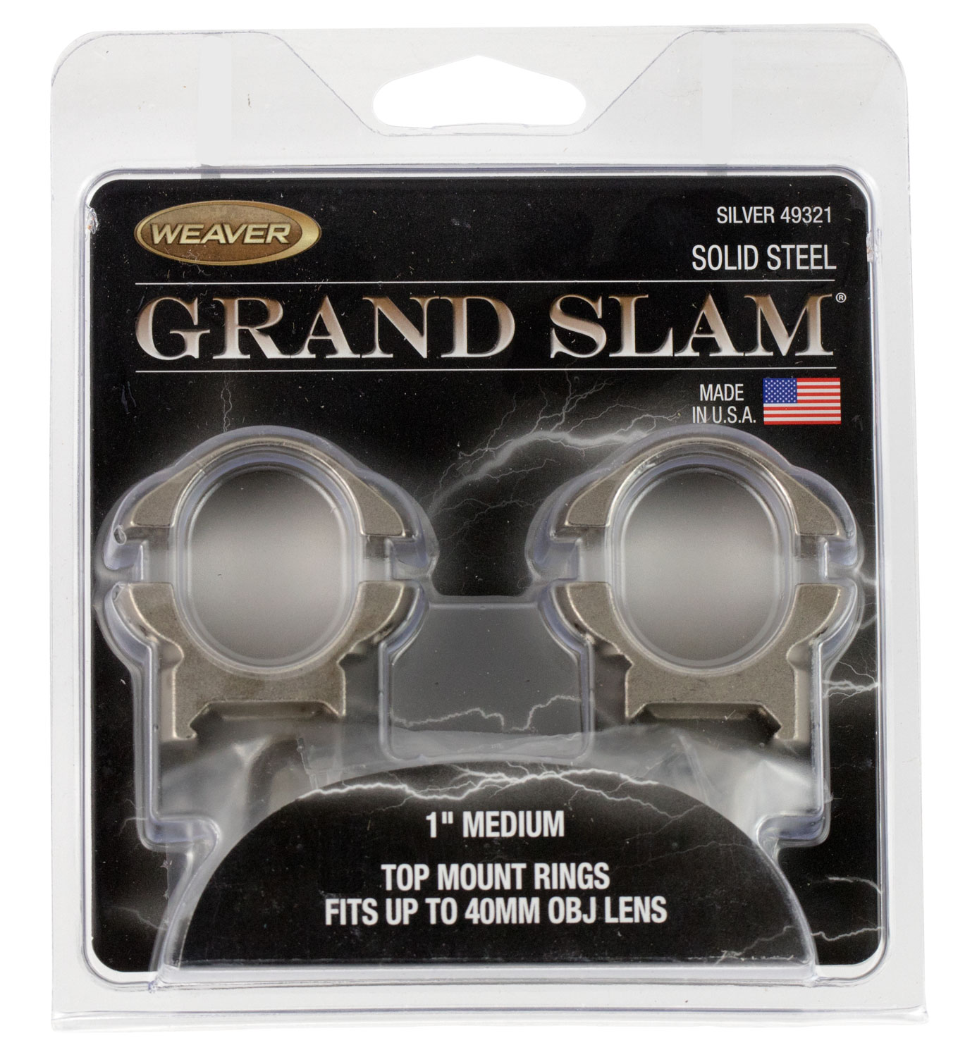 Weaver Grand Slam 49321 Silver 1″ Medium Scope Ring Set