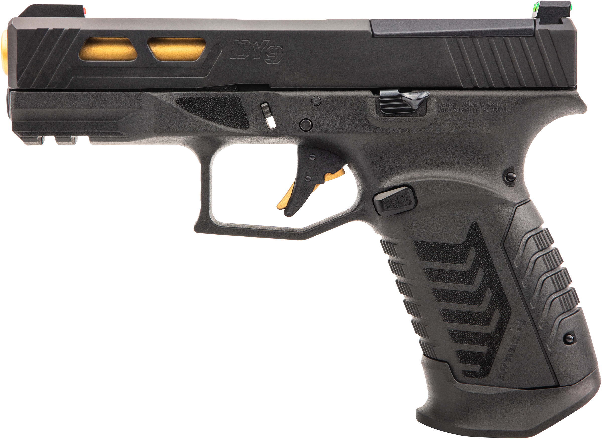 DERYA DY9 9MM Gold Semi-Auto Pistol – 10RD Capacity