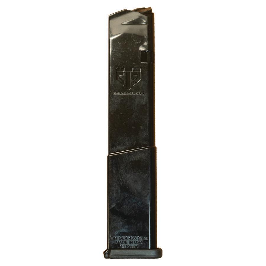 Elite Tactical Systems Handgun Magazine for Glock Model 43X/48 – 9mm Luger 19rds Black Bagged with UPC