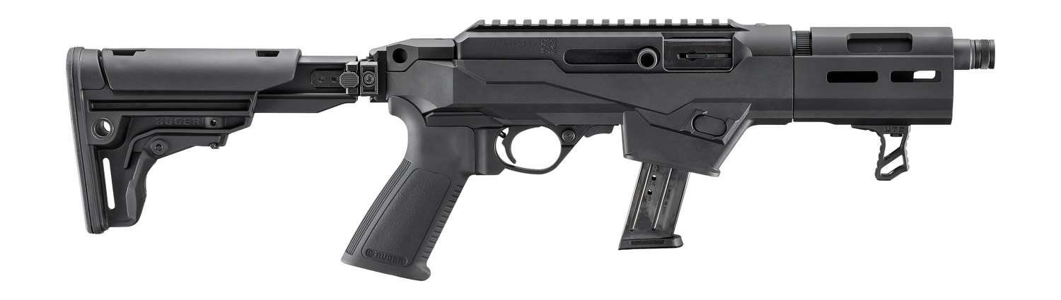 Ruger PC Carbine SBR 9mm Luger 17+1 6.50″ Black Threaded Barrel, Black Hardcoat Anodize Aluminum Receiver w/Picatinny Rail, M-LOK Handguard, Folding w/Adj LOP Black Polymer Stock, Black Polymer Grip
