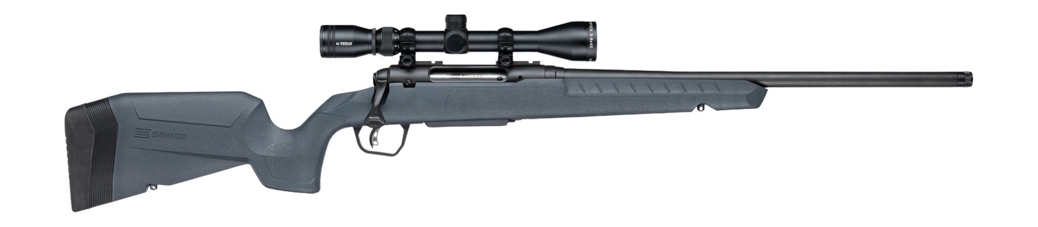 Savage Arms 33181 Axis 2 XP 270 Win 4+1 20″ Matte Black Carbon Steel Threaded Barrel & Drilled & Tapped Receiver, Gray Synthetic Fixed w/Pistol Grip Stock, 3-9x40mm Duplex Scope, Right Hand