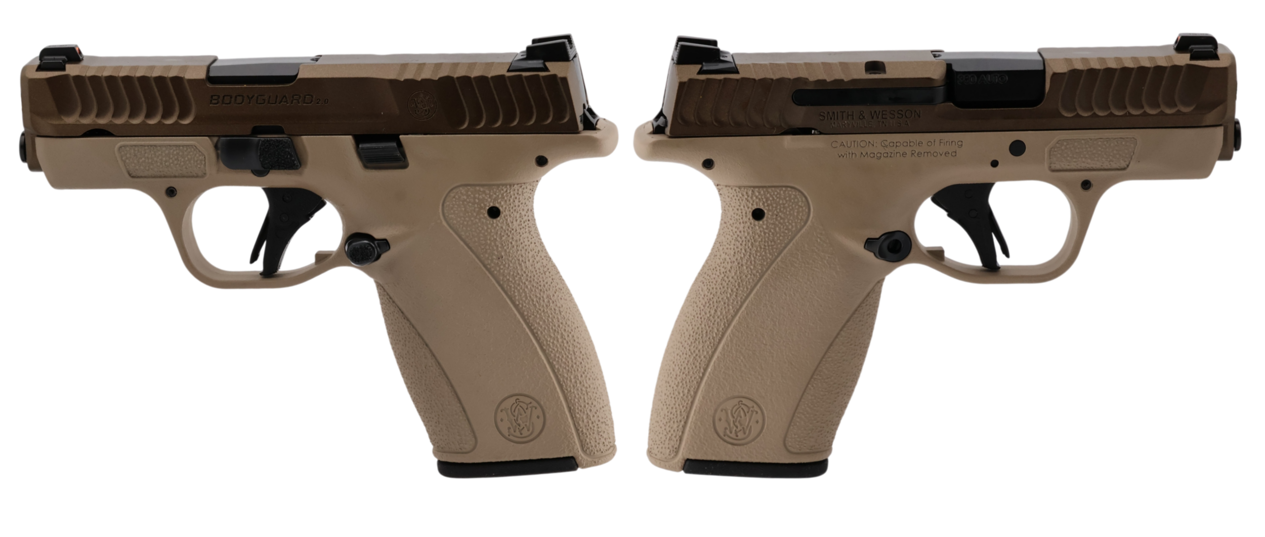 SMITH & WESSON BODYGUARD 2.0 NMS 380ACP 2.75″ TWO TONE TAN 1-10RD 1-12RD